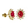 Kate Middleton Gold Earrings with Oval Rubies and Diamonds c055Rbdi