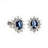 Kate Middleton Gold Earrings with Oval Sapphires and Diamonds c055Sfdi