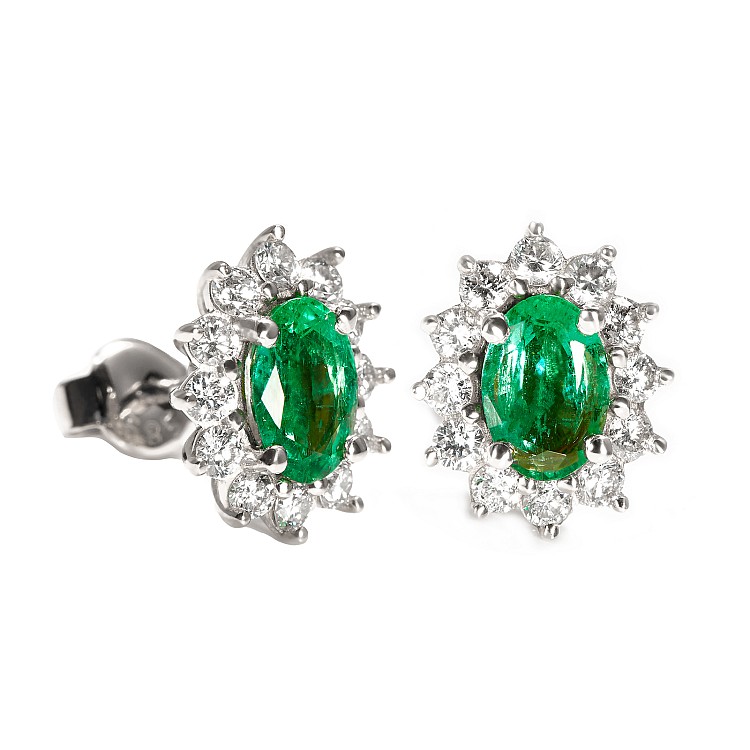 Kate Middleton earrings c055SmDi in Gold with Emeralds and Diamonds