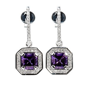 c1175Amdi Gold Earrings with Amethysts and Diamonds