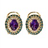 Vintage Gold Earrings with Amethysts and Diamonds c1529Amdi