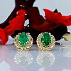 Earrings c1579Sm in Gold or Platinum with Oval Emeralds