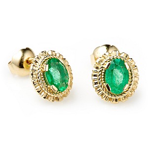 Earrings c1579Sm in Gold or Platinum with Oval Emeralds