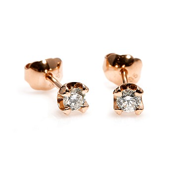 Stud Earrings c1626 in Gold or Platinum with Diamonds