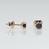 Stud Earrings c1626Dn in Gold with Black Diamonds