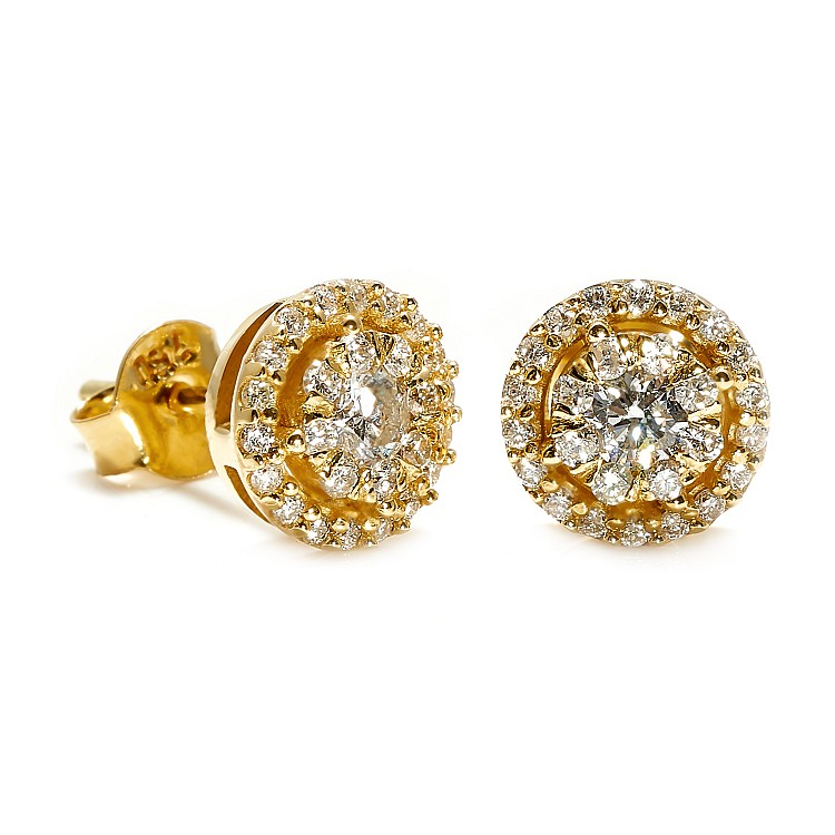 18k Yellow Gold Entourage Earrings with Colorless Diamonds c1647Didi