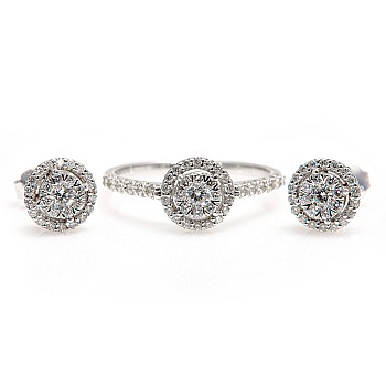 Set Ring and Earrings set1647 in Gold or Platinum with Diamonds