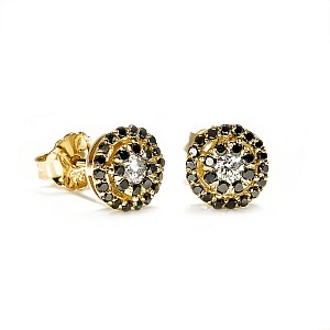 Gold or Platinum Earrings with Colorless and Black Diamonds c1647didn