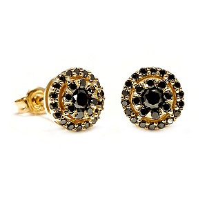 Gold or Platinum Earrings with Black Diamonds c1647dndn