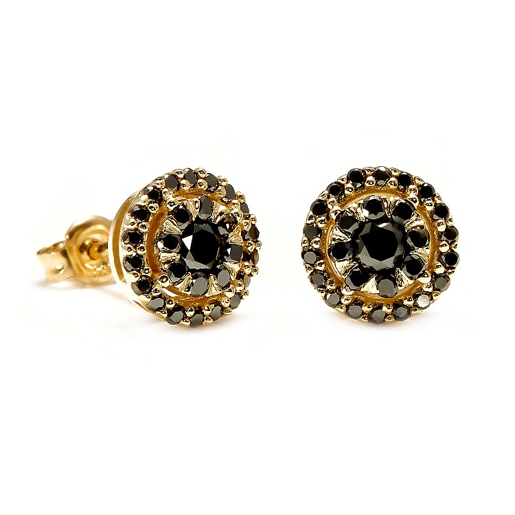 14k Yellow Gold Earrings with Black Diamonds c1647dndn