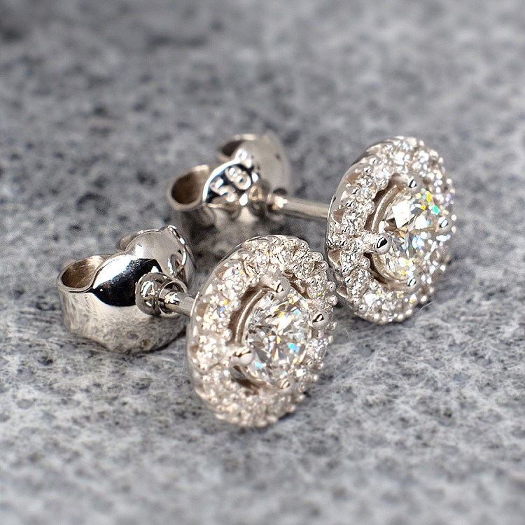 Earrings c1857 in Gold or Platinum with Diamonds