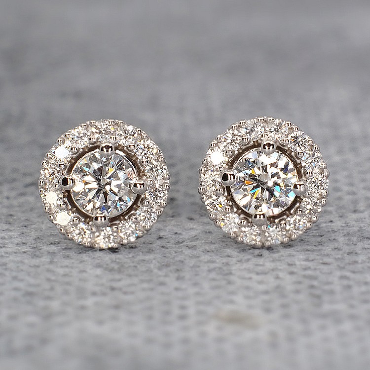 Earrings c1857 in Gold or Platinum with Diamonds