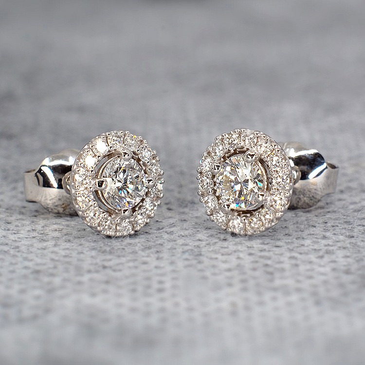 Earrings c1857 in Gold or Platinum with Diamonds