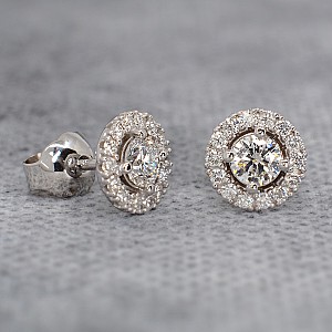 Earrings c1857 in Gold or Platinum with Diamonds
