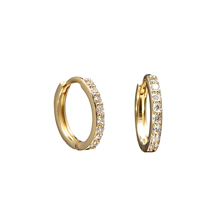 Gold Creole Earrings with Diamonds c1951Didi