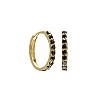 Small Creole Earrings in 14k Yellow Gold with Black Diamonds c1951Dn