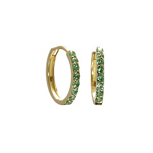 Creole Earrings in 14k Yellow Gold and Natural Emeralds c1951Sm
