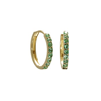 Creole Earrings in 14k Yellow Gold and Natural Emeralds c1951Sm