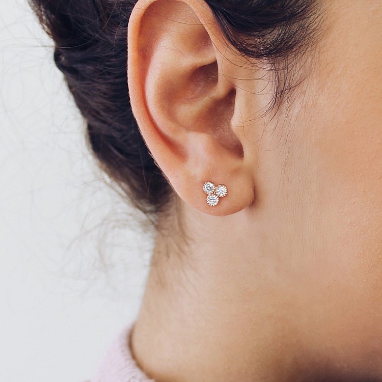 Gold earrings c1954 with diamonds