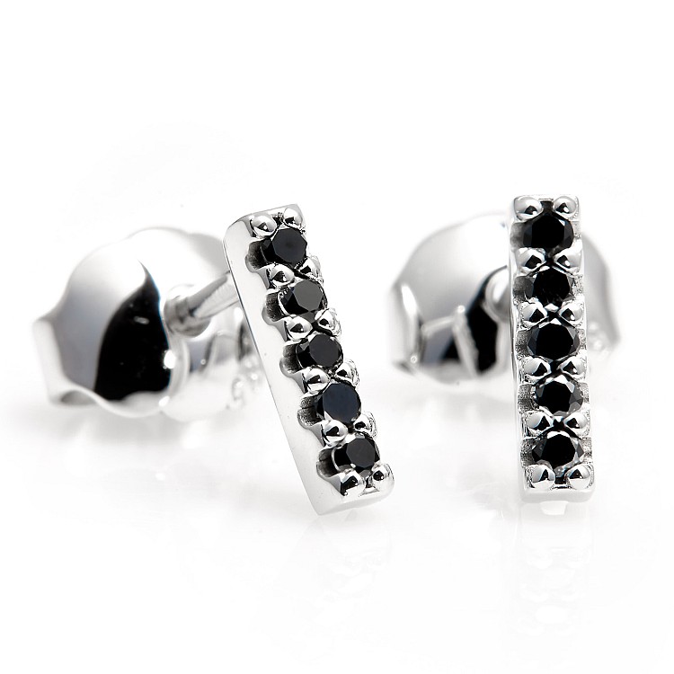 Stud Earrings in Gold or Platinum with Natural Black Diamonds c1975Didn