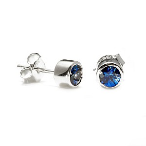 Gold Bezel Stud Earrings with Sapphires c20051Sf