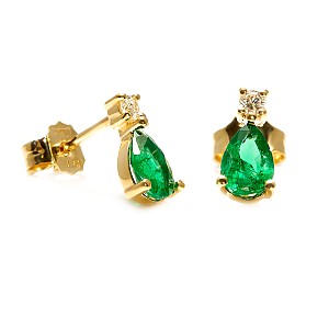 Goldohrstecker mit Perlen, Smaragden und Diamanten c2038SmpaDi