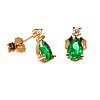 Gold Stud Earrings with Teardrop Emeralds and Diamonds c2038SmpaDi