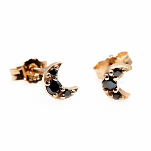 Gold Earrings with Black Diamonds c1944dn
