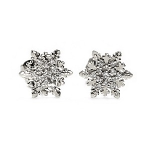 Earrings in the form of Snowflake from the designs of Frozen with Elsa in Gold with Diamonds c2117