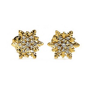 Earrings in the form of Snowflake from the designs of Frozen with Elsa in Gold with Diamonds c2117
