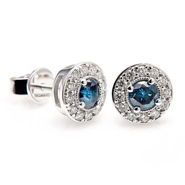 Earrings pc2159Dbdi in Platinum with Blue and Colorless Diamonds