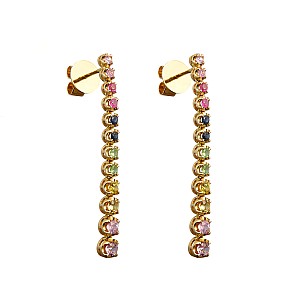 Gold earrings c2442sf with colored stones