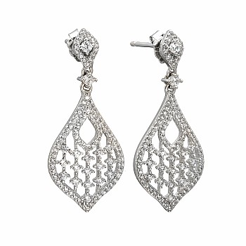 Tear Drop Earrings c2760 in Gold with Diamonds