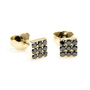 Gold earrings c2769dn with black diamonds