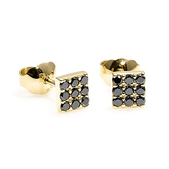 Gold earrings c2769dn with black diamonds