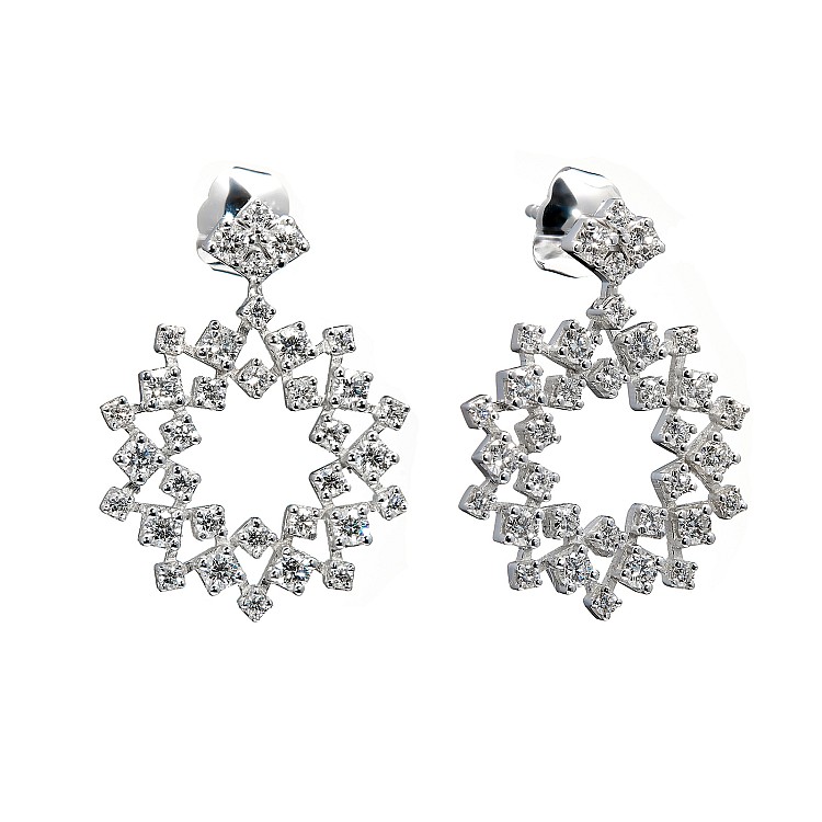 Snowflake earrings c2771 in Gold with Diamonds