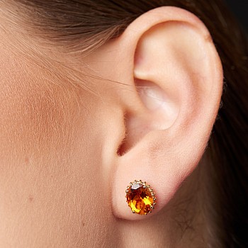 Stud Earrings c2846ciov in Gold with Citrine