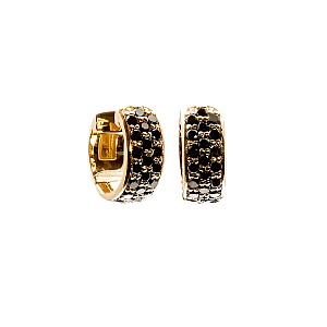 Gold Huggie Earrings with Black Diamonds c3127v3dn