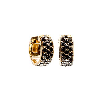 Huggie Earrings in 14k Yellow Gold with Black Diamonds c3127v3dn