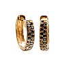 Gold Huggie Earrings with Black Diamonds c3127dn