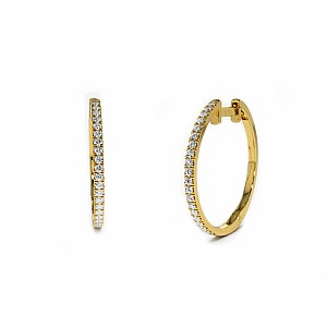 C3128 gold circular earrings with diamonds