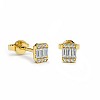 Mini Stud Earrings c3131DiemDi in Gold with Baguette Diamonds