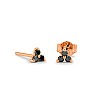 Gold Mini Trio Stud Earrings c3132dn with Black Diamonds