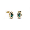 Halo Gold Earrings with Marquise Emeralds and Diamonds c3152Smdi