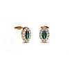 Halo Gold Earrings with Marquise Emeralds and Diamonds c3152Smdi