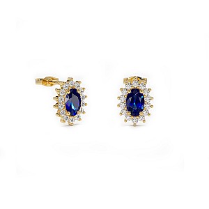 Earrings c3154sfdi in Gold with Oval Sapphires and Diamonds