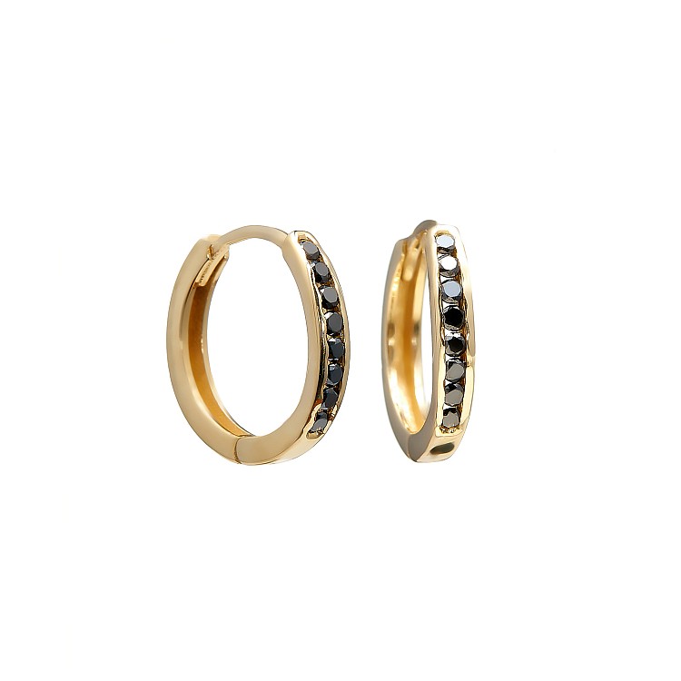 Gold Earrings with Black Diamonds c3158dn