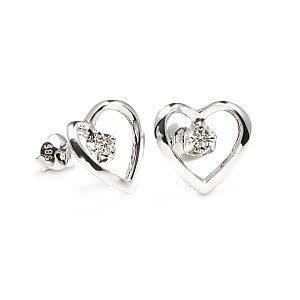 Gold or Platinum Heart Earrings with Diamonds c3229
