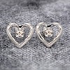 Gold or Platinum Heart Earrings with Diamonds c3229