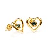 Gold Heart Stud Earrings with Blue Diamonds c3229db